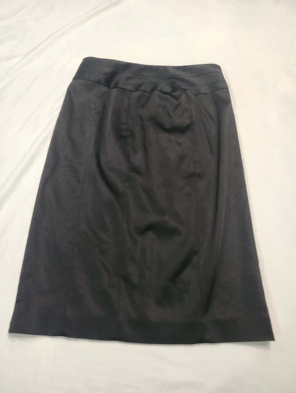White House Black Market Black Midi Satin Pencil Skirt With Pleated Waistband